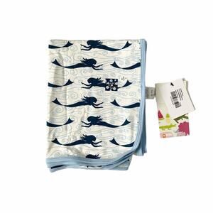 NWT Kickee Pants Bamboo Mermaid On Natural Swaddle Blanket